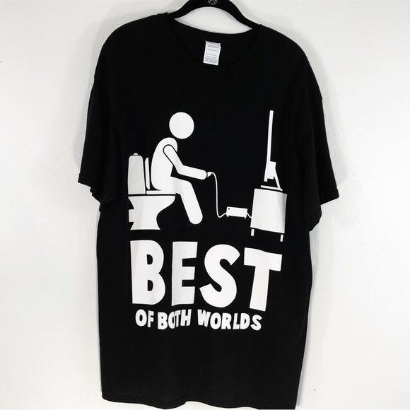 Video Gaming Tee Size XL Black Best Of Both Worlds Cotton Short Sleeve T-Shirt - Picture 3 of 5